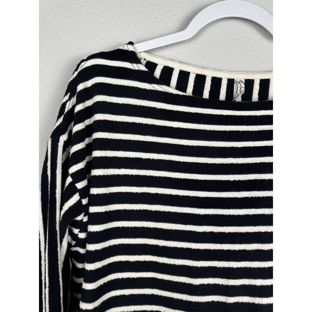 Intimately Free People Tunic Top Small Come On Over Black Cream Striped Textured - Picture 3 of 6